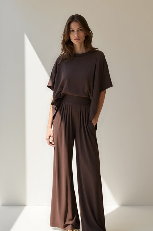 Completo loungewear due pezzi | Maglia oversize e pantaloni a vita alta