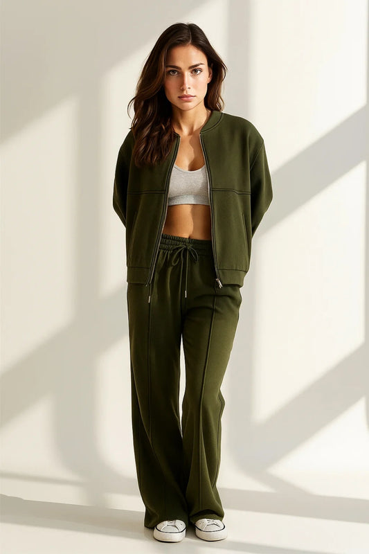 Completo loungewear in felpa | Giacca con zip e pantaloni comodi