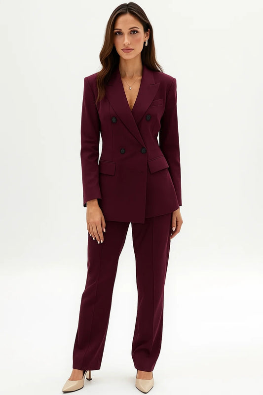 Completo sartoriale bordeaux | Blazer doppiopetto e pantaloni coordinati