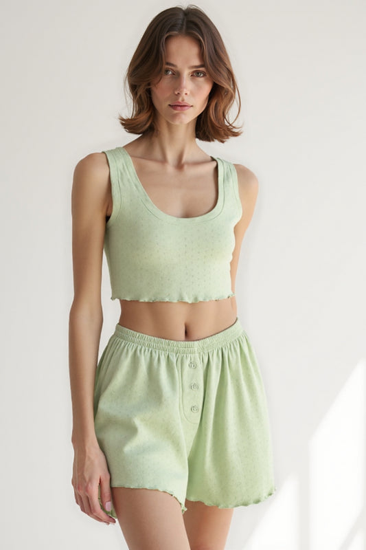 Completo top corto e shorts in cotone leggero | 2 pezzi