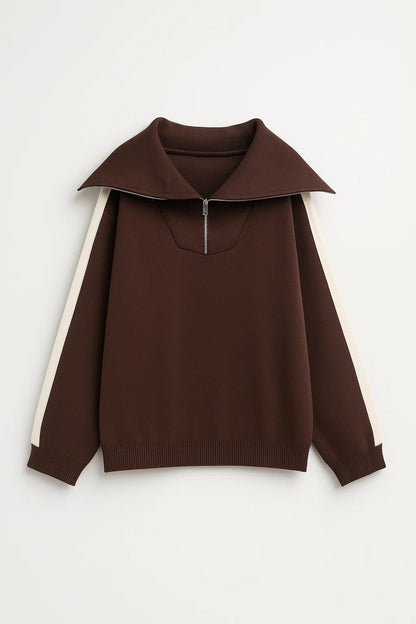 Coordinato maglia con zip e pantaloni ampi | Comfort e stile rilassato
