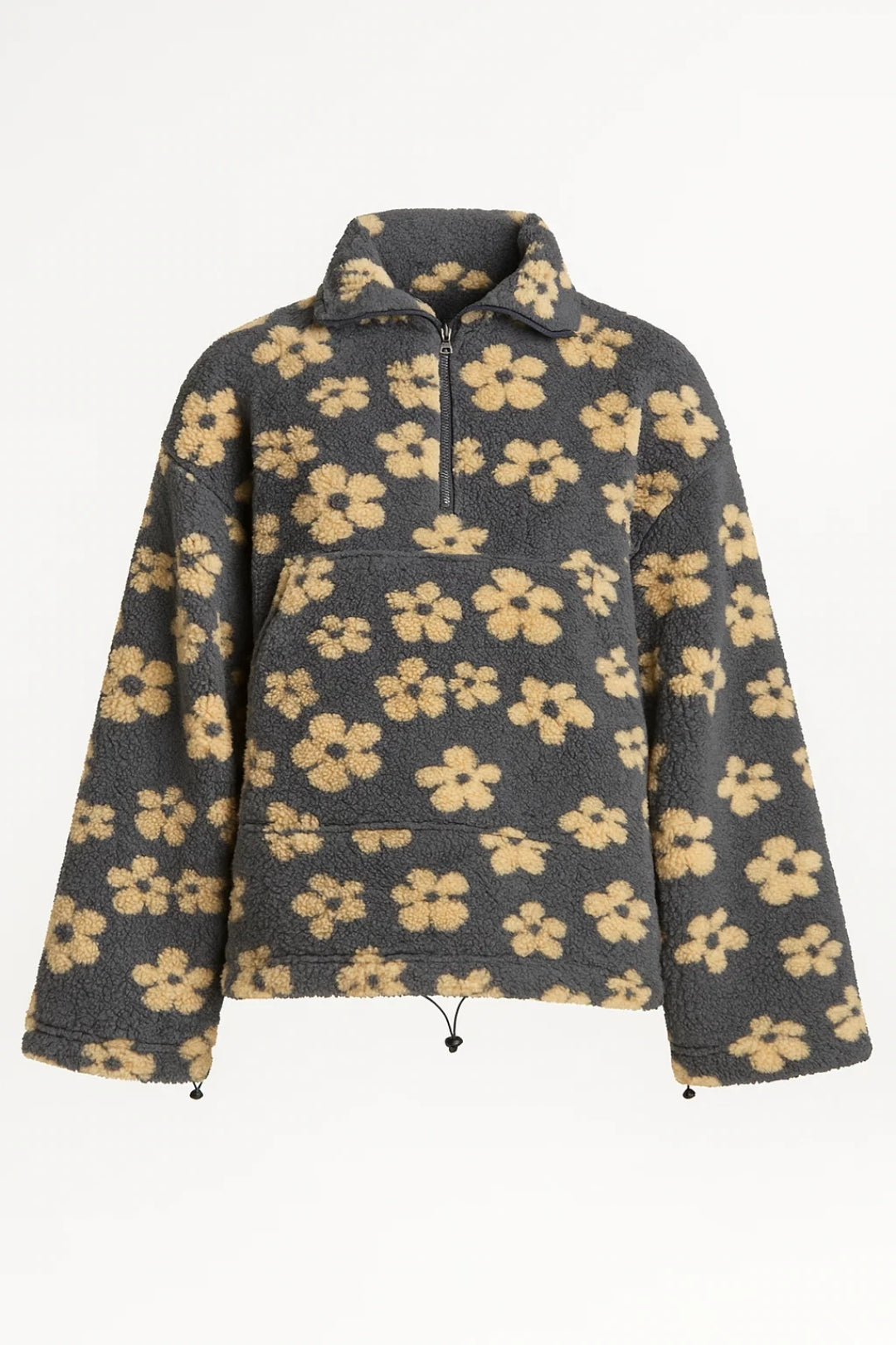 Felpa in pile con zip e fantasia floreale | Calda e casual