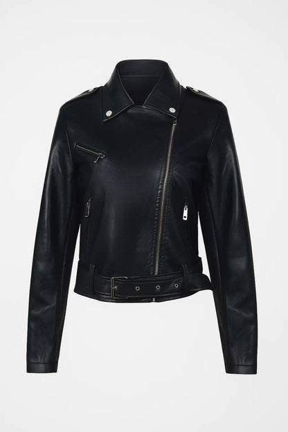 Giacca biker con cintura regolabile | Stile deciso e moderno