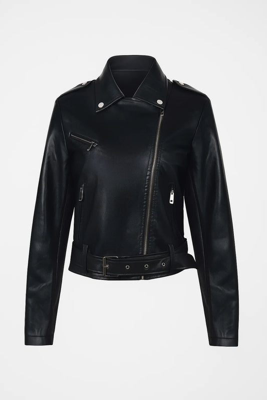Giacca biker con cintura regolabile | Stile deciso e moderno