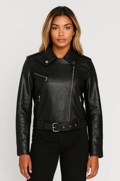 Giacca biker con cintura regolabile | Stile deciso e moderno