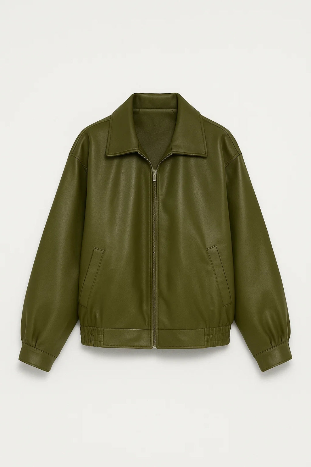 Giacca con Zip Donna | Oversize | Aspetto Pelle Resistente per Mezza Stagione