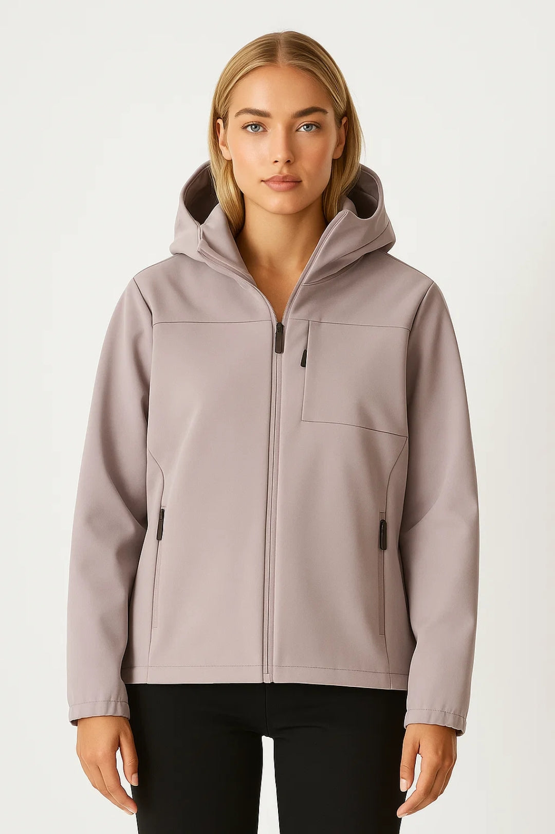 Giacca con cappuccio e zip frontale