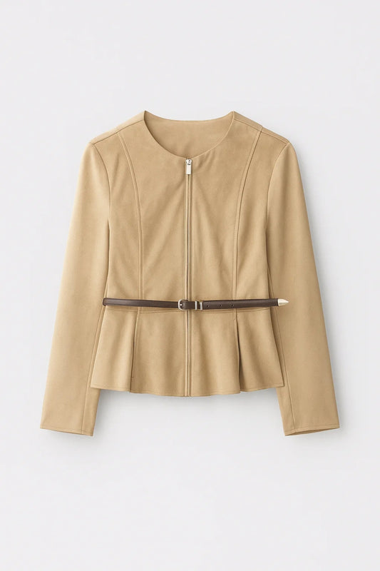 Giacca con zip e cintura sottile in vita