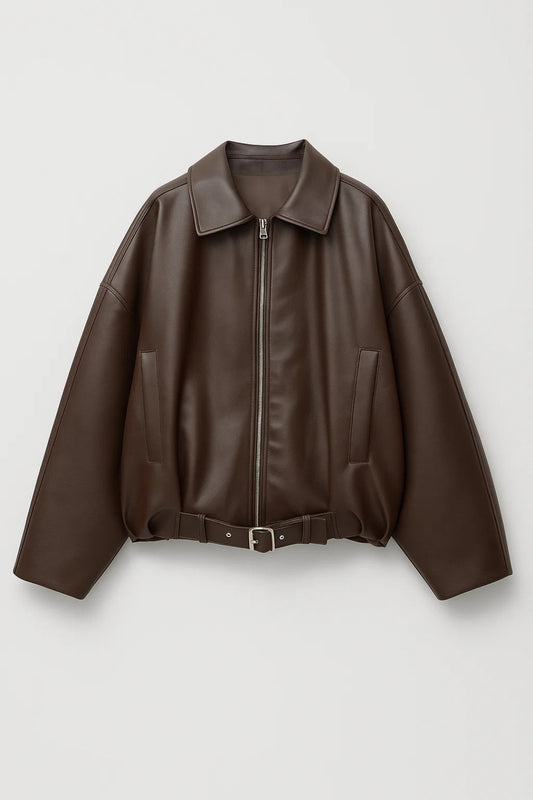 Giacca corta con zip e cintura