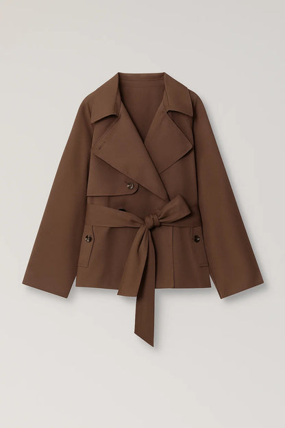 Giacca corta doppiopetto con cintura annodata