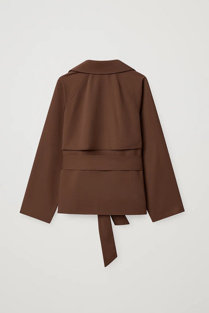 Giacca corta doppiopetto con cintura annodata