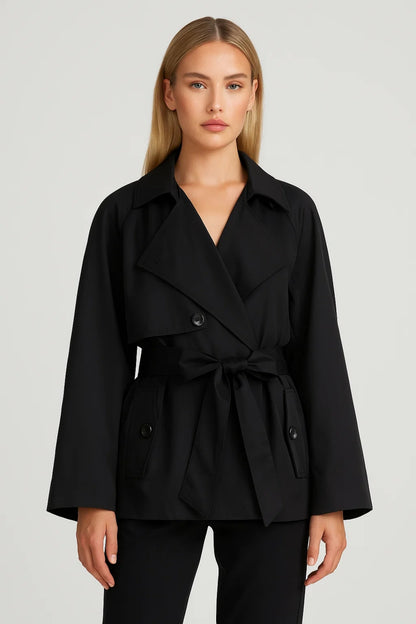 Giacca corta doppiopetto con cintura annodata