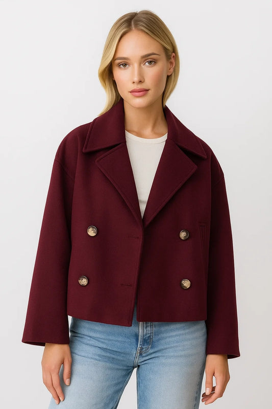 Giacca corta doppiopetto con colletto classico