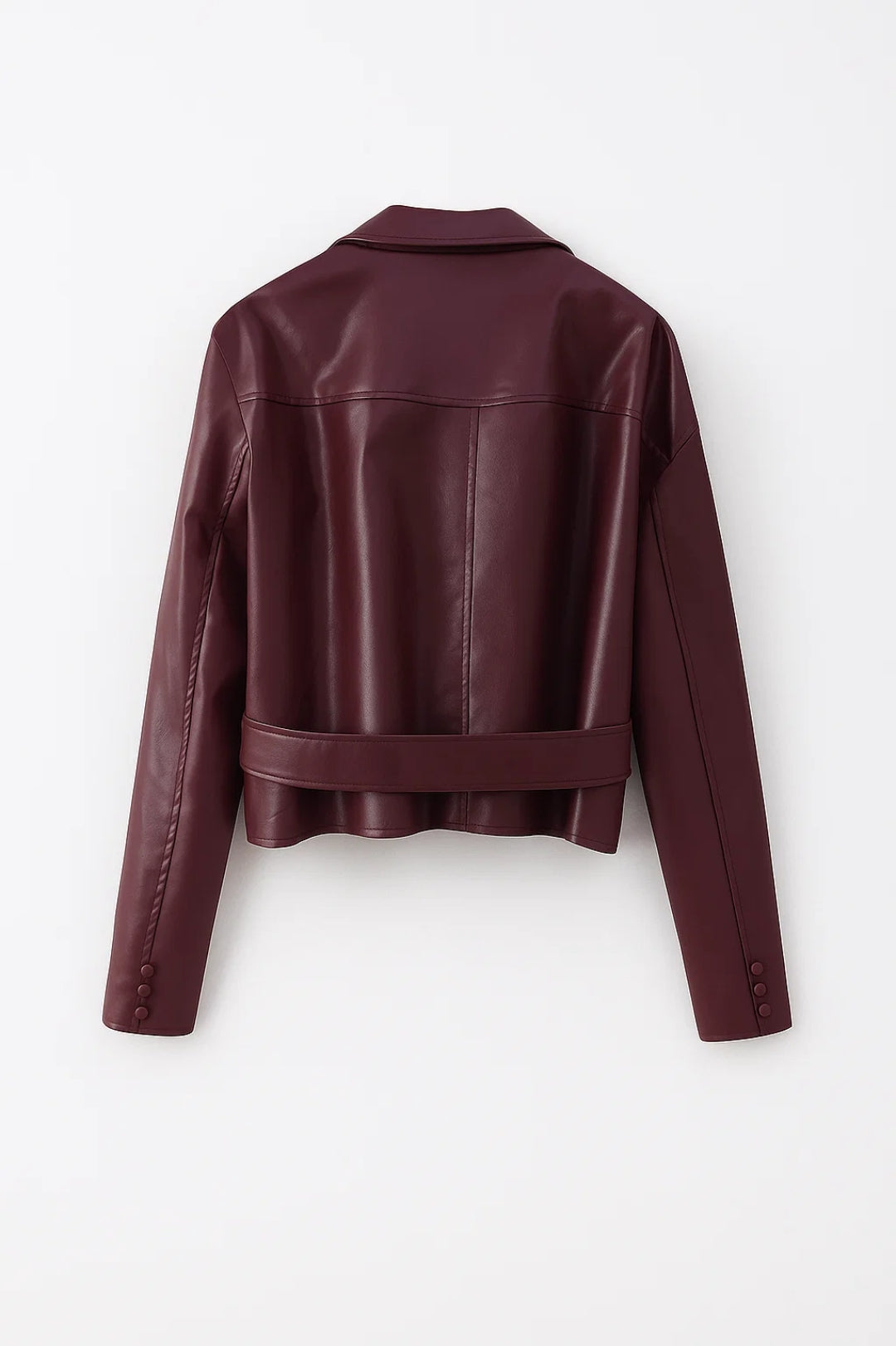 Giacca effetto pelle con cintura annodata in vita