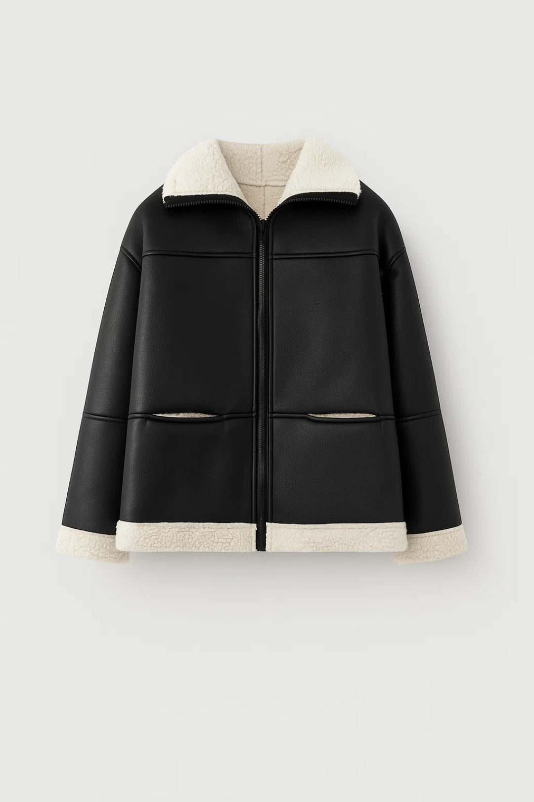 Giacca imbottita effetto pelle con interno in pelliccia sintetica