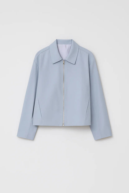 Giacca minimal con zip frontale e colletto classico