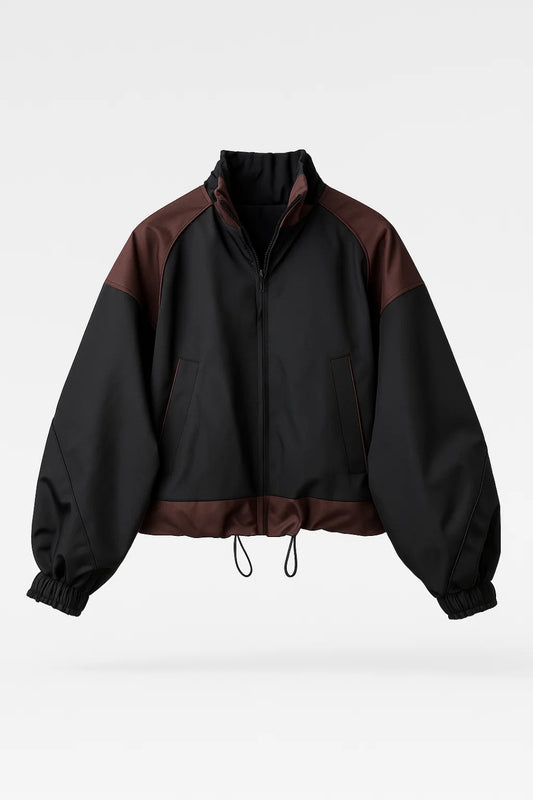 Giacca sportiva corta con zip e dettagli a contrasto