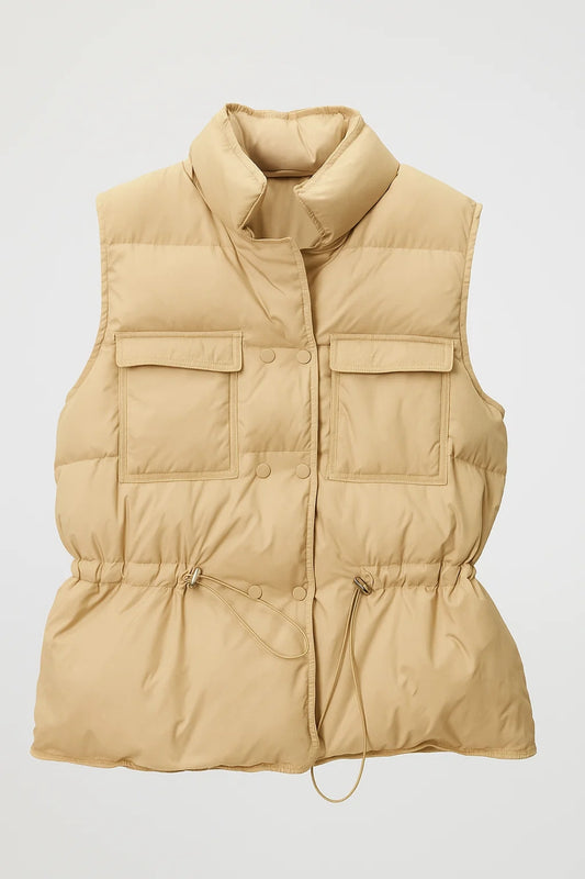 Gilet imbottito con tasche frontali e coulisse