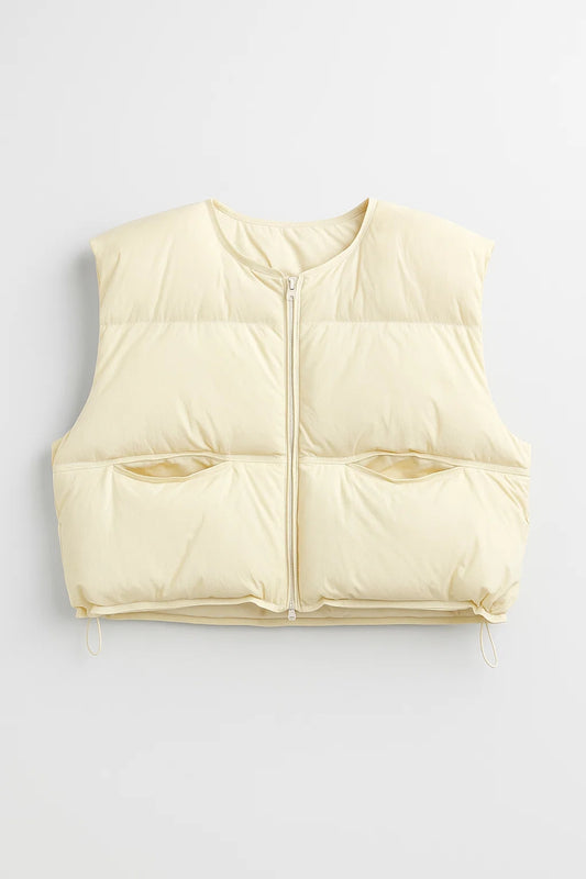 Gilet imbottito corto con coulisse regolabile