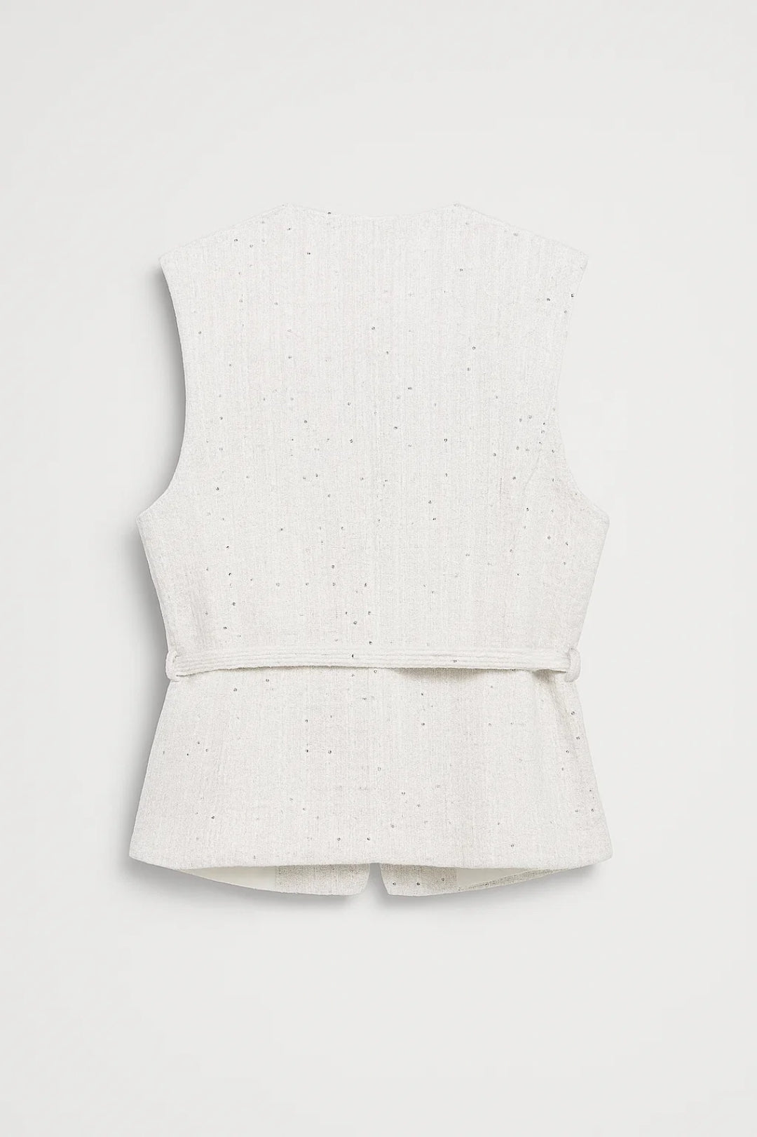 Gilet senza maniche con cintura e bottoni decorativi