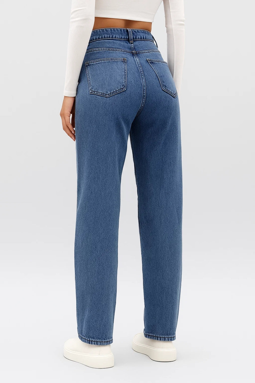 Jeans a gamba dritta a vita alta