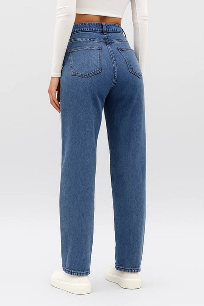 Jeans a gamba dritta a vita alta