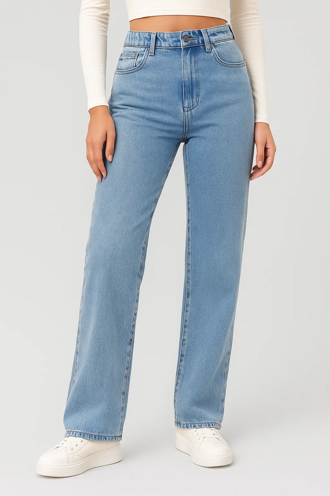 Jeans a gamba dritta a vita alta