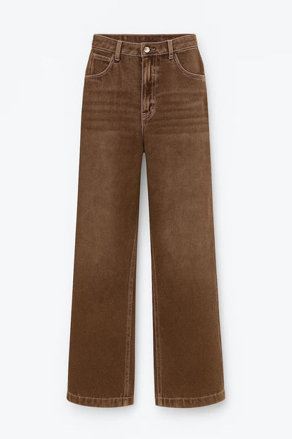 Jeans a gamba larga con vita alta