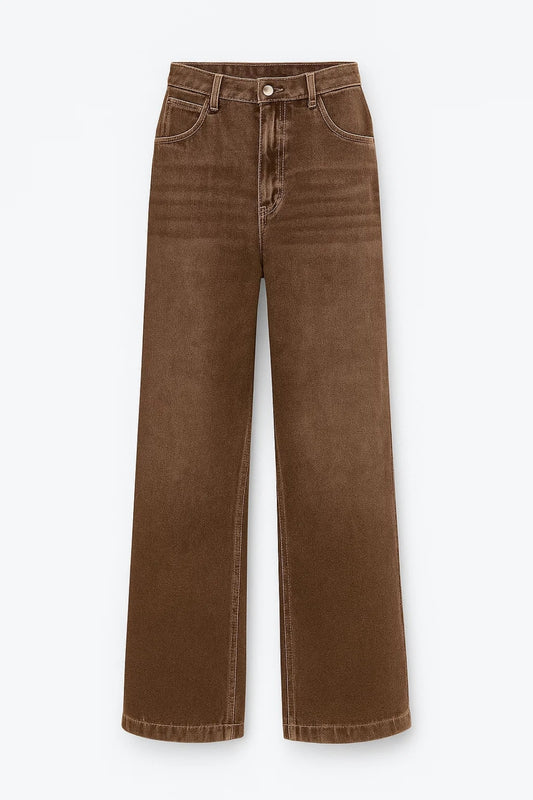 Jeans a gamba larga con vita alta