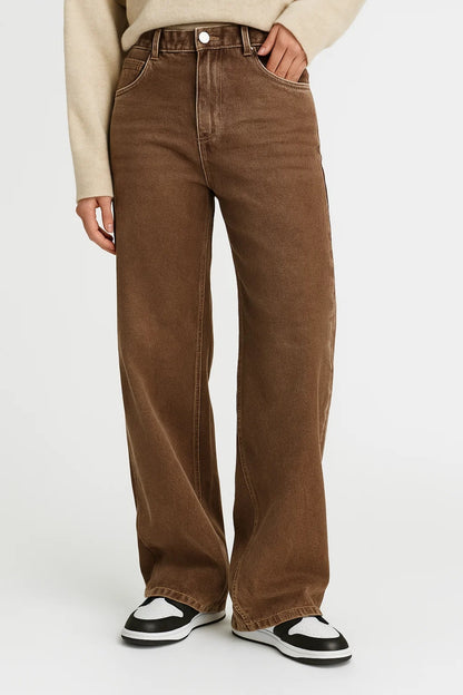 Jeans a gamba larga con vita alta