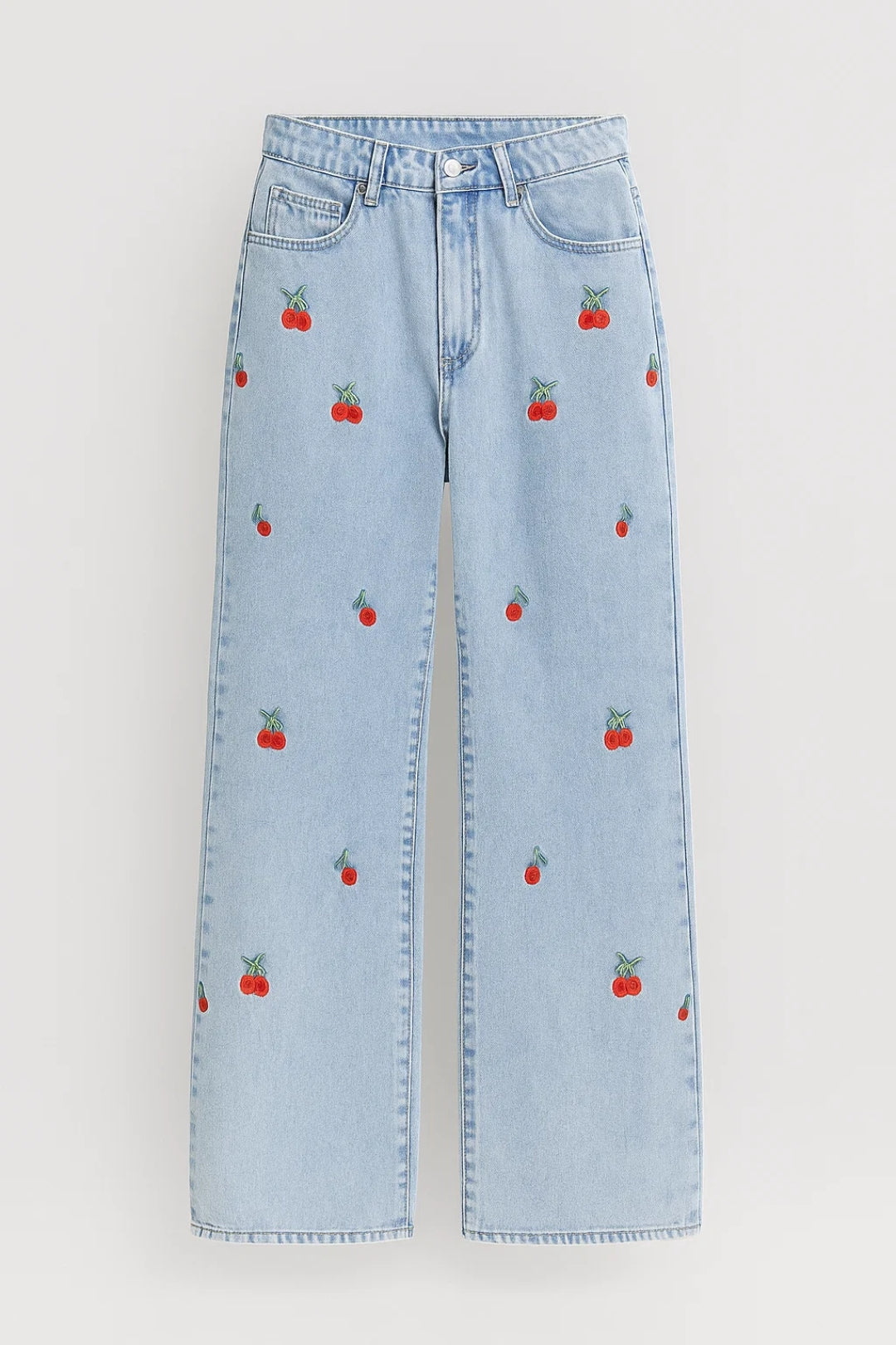 Jeans a gamba larga da donna con ricami decorativi | Stile giocoso e moderno