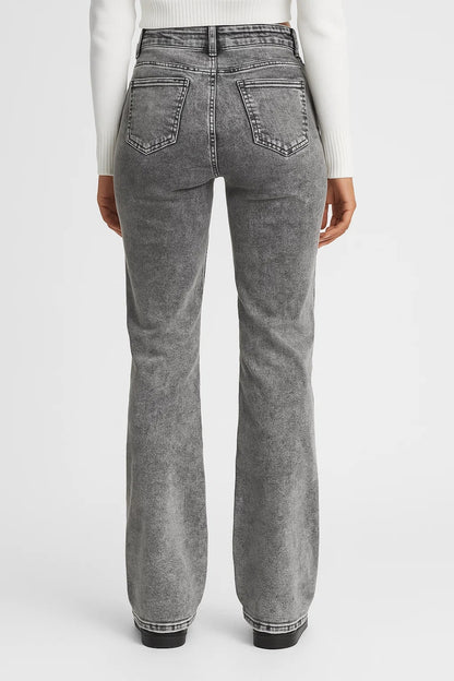 Jeans bootcut a vita alta con lavaggio effetto vintage