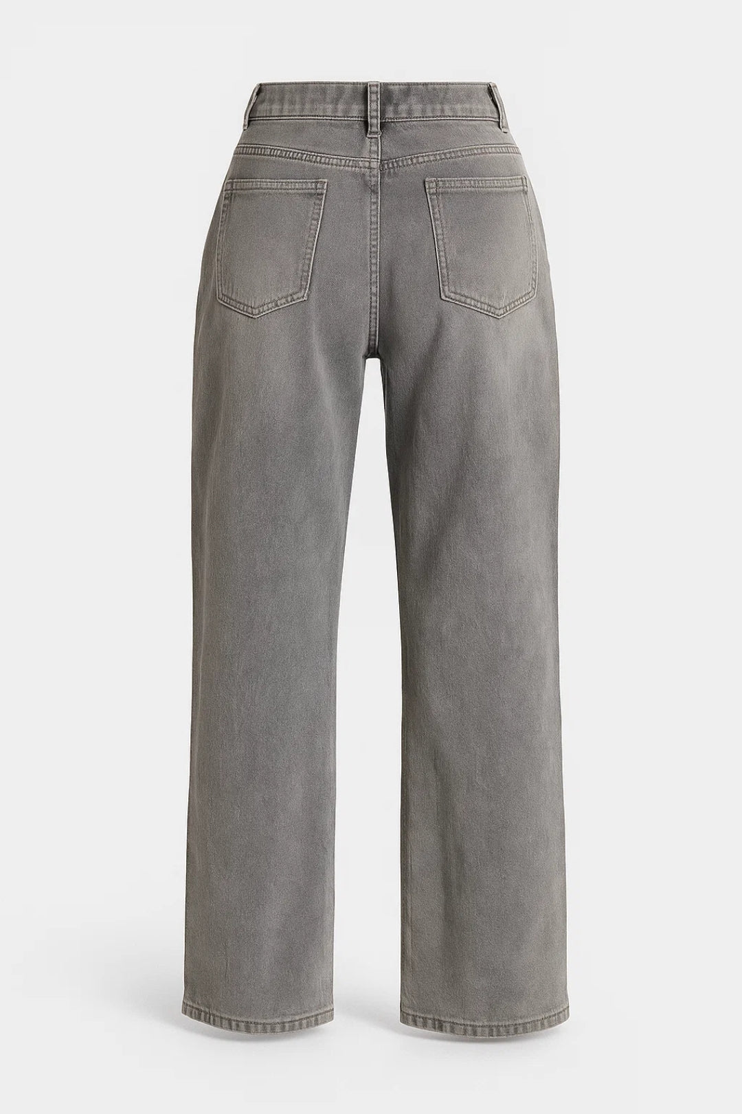 Jeans grigi a gamba dritta con vita alta