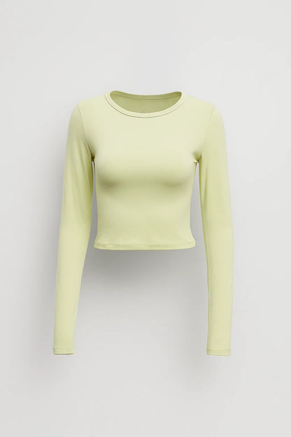 Maglia corta a maniche lunghe con scollo girocollo