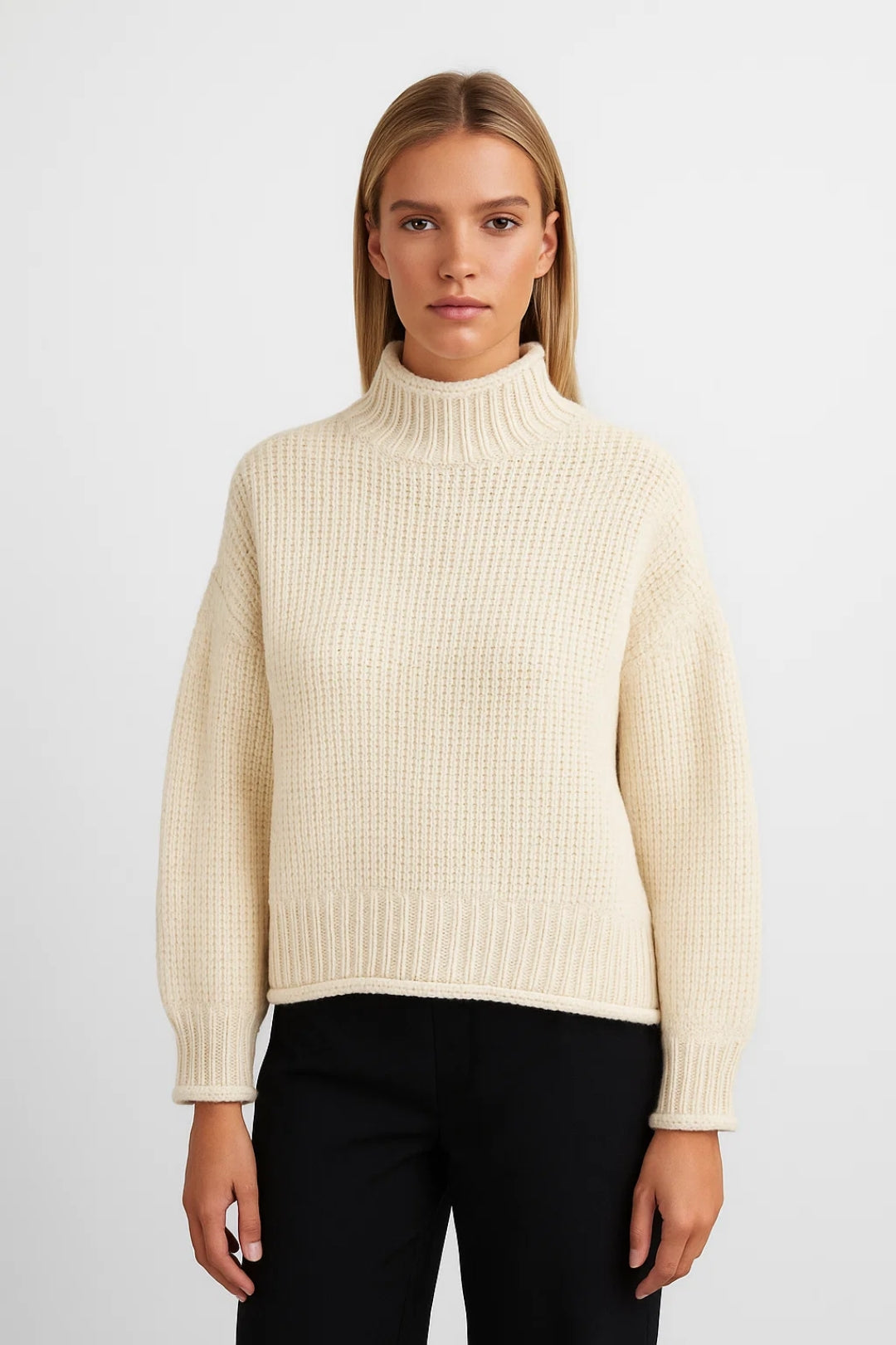 Maglione a collo alto a maglia grossa