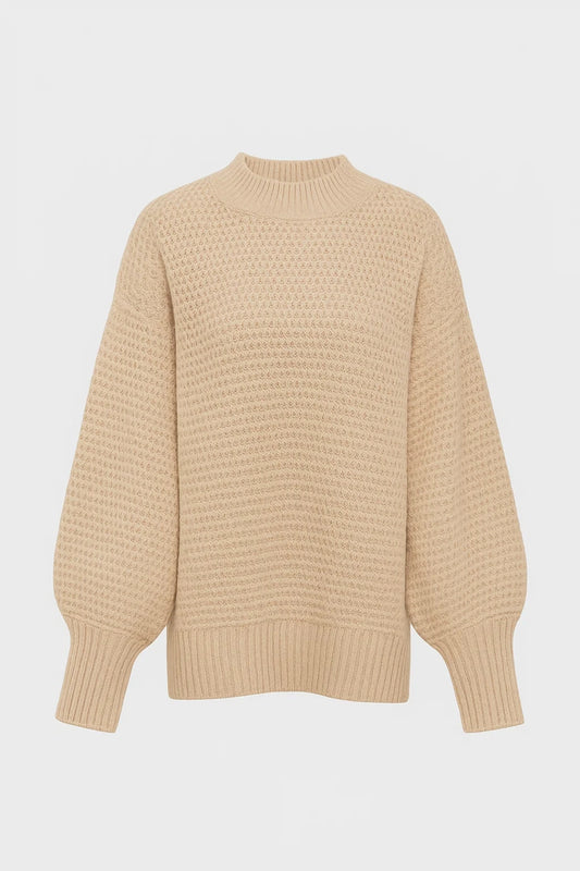Maglione a coste con maniche a palloncino