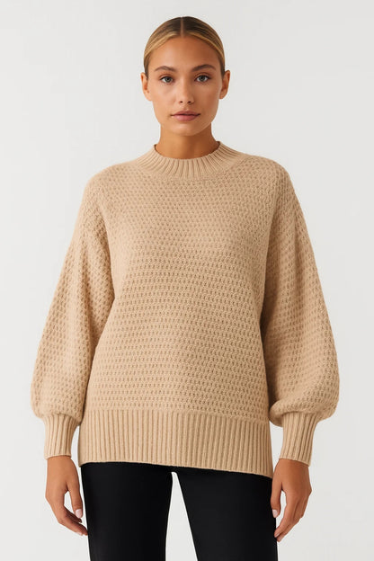 Maglione a coste con maniche a palloncino