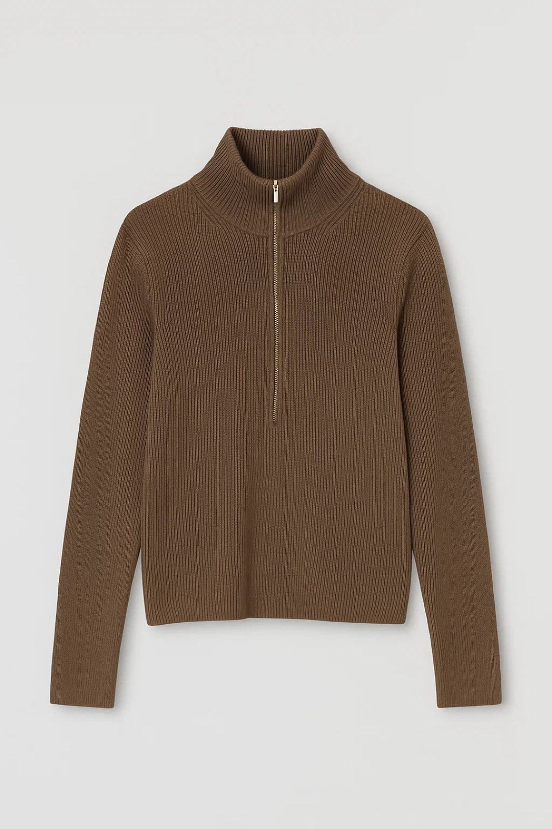 Maglione a costine con zip corta