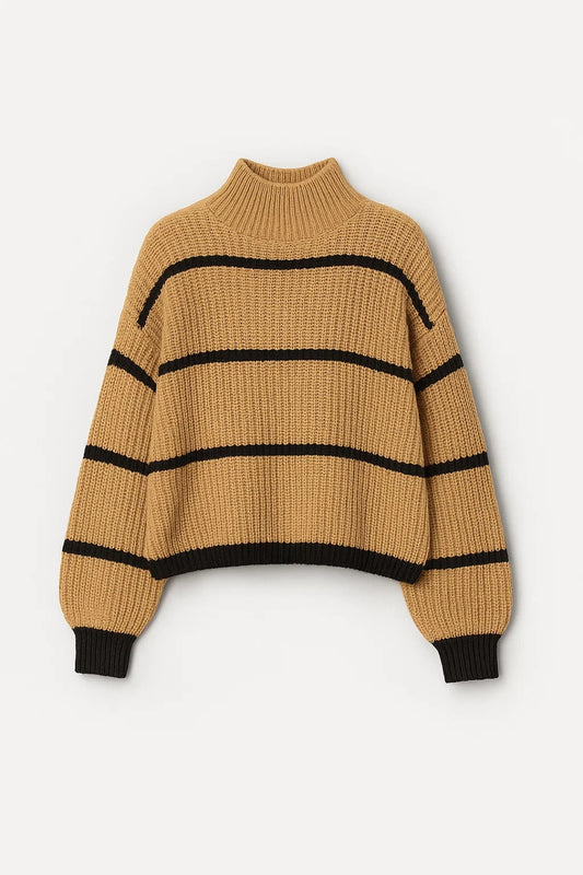 Maglione a righe con collo alto