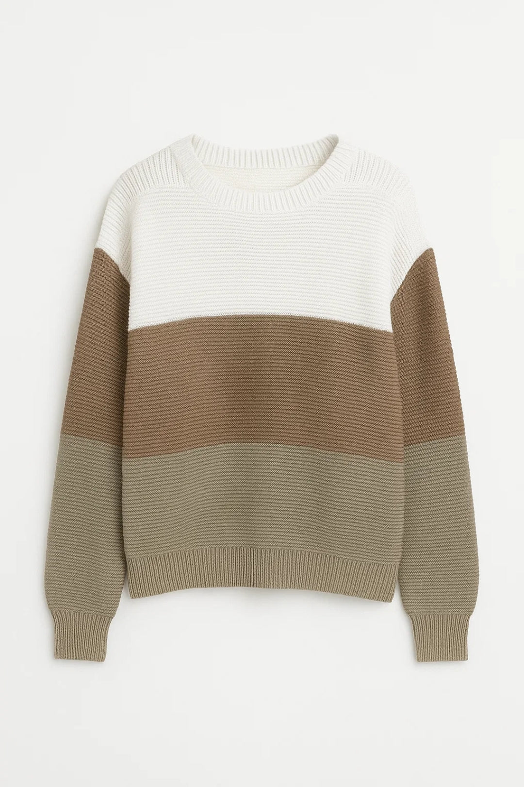 Maglione a righe larghe con scollo tondo