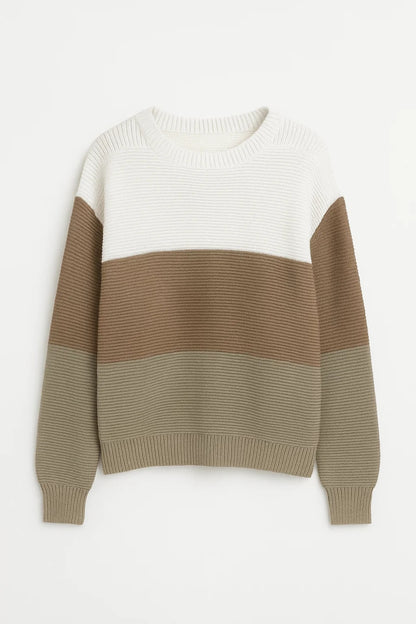 Maglione a righe larghe con scollo tondo