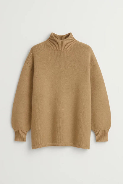 Maglione oversize a collo alto con maniche lunghe