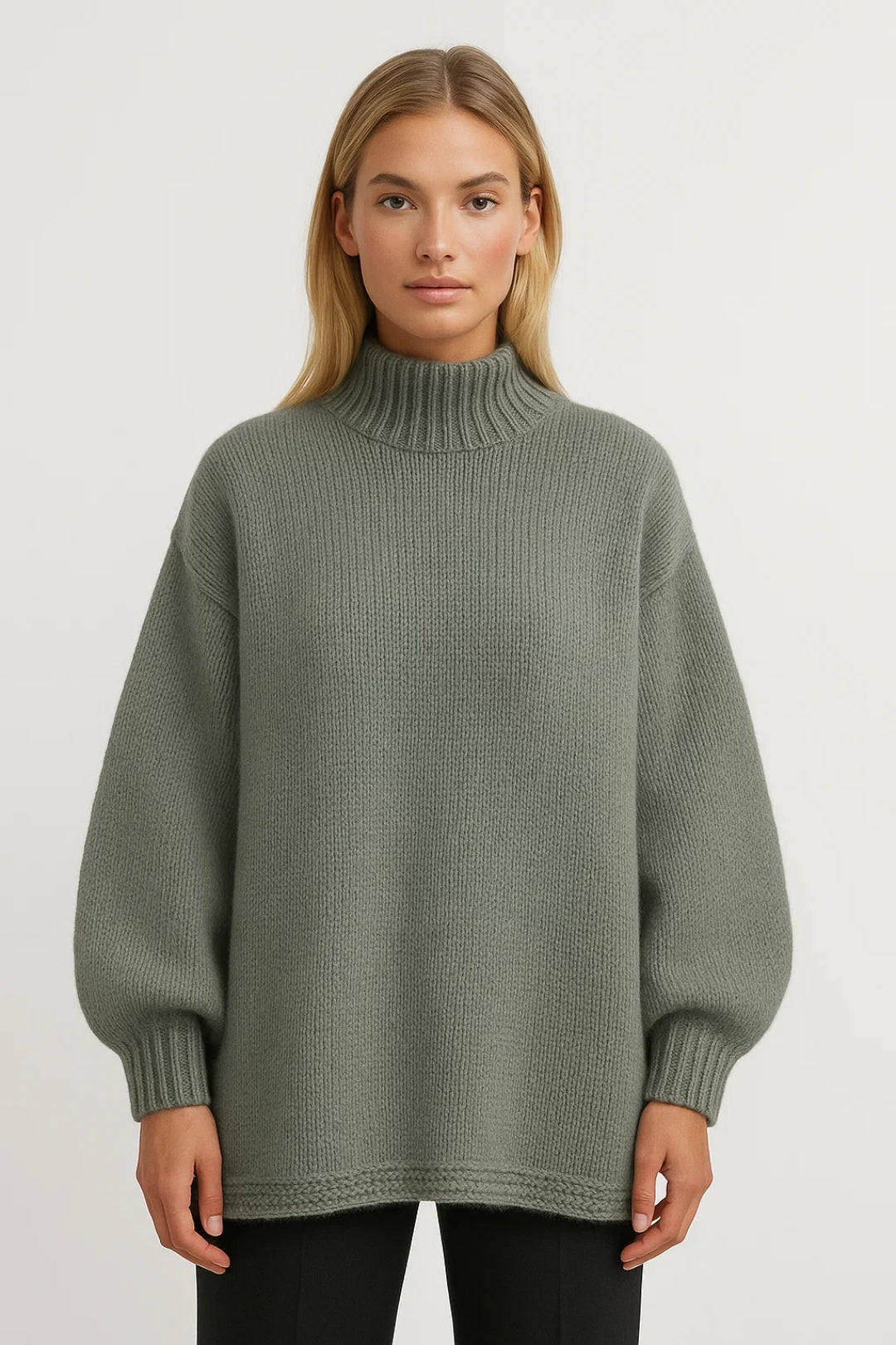 Maglione oversize a collo alto con maniche lunghe