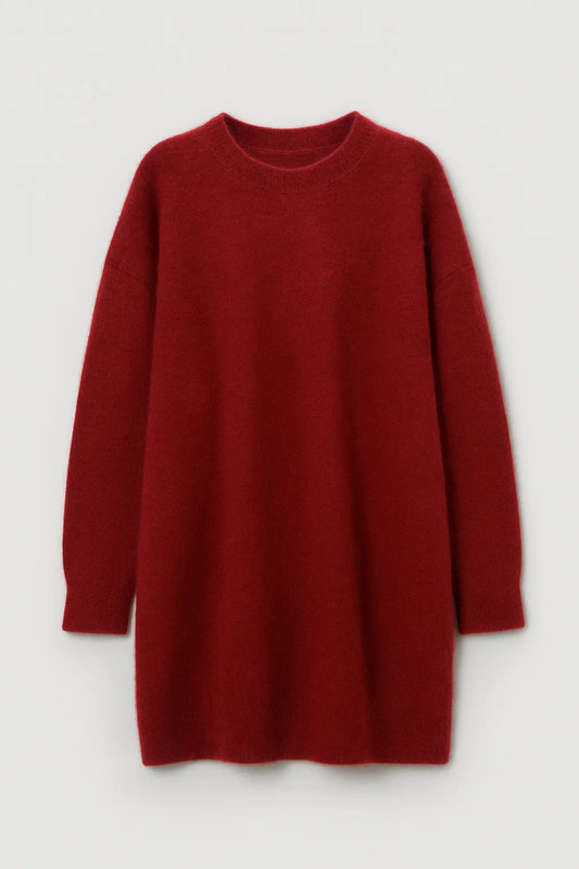 Maglione oversize tinta unita con scollo rotondo