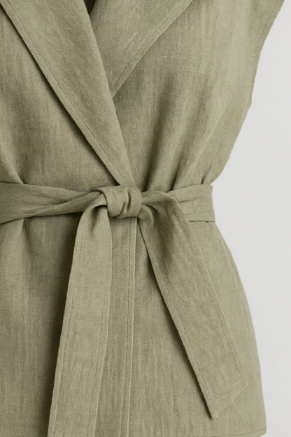 Completo estivo due pezzi in lino | Top con cintura e pantaloni larghi