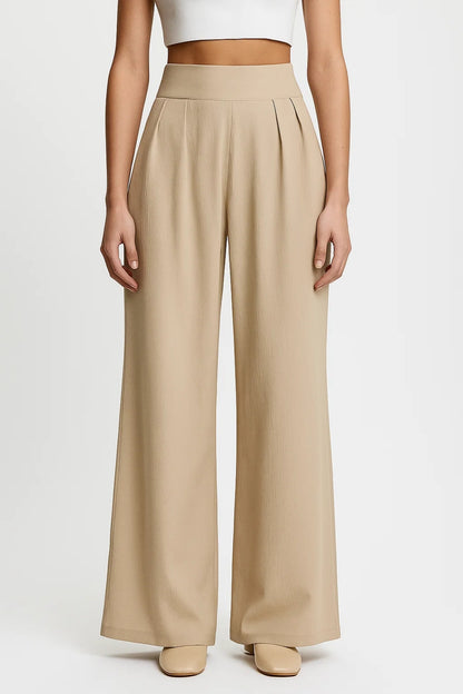 Pantaloni a palazzo eleganti | Vita alta elasticizzata | Tre tonalità neutre