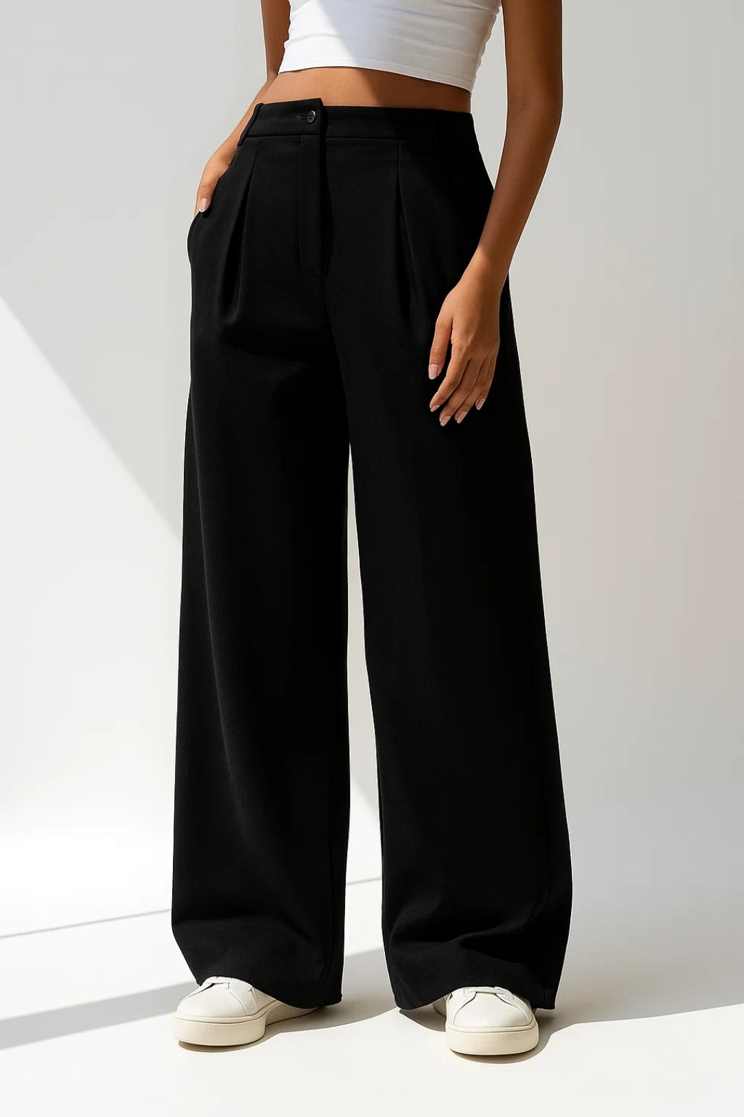 Pantaloni a palazzo con pinces | Taglio ampio e comodo | Vita alta strutturata