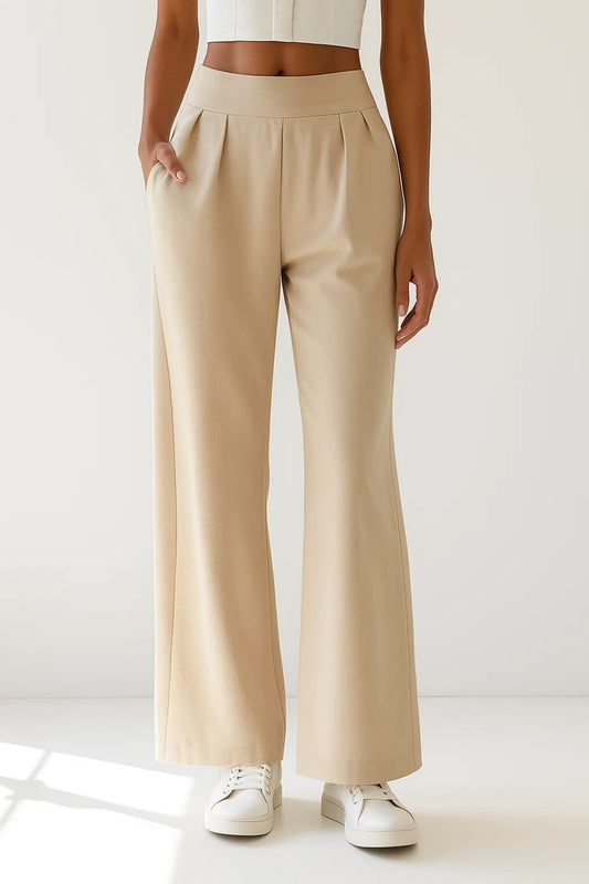 Pantaloni a palazzo eleganti | Vita alta elasticizzata | Tre tonalità neutre