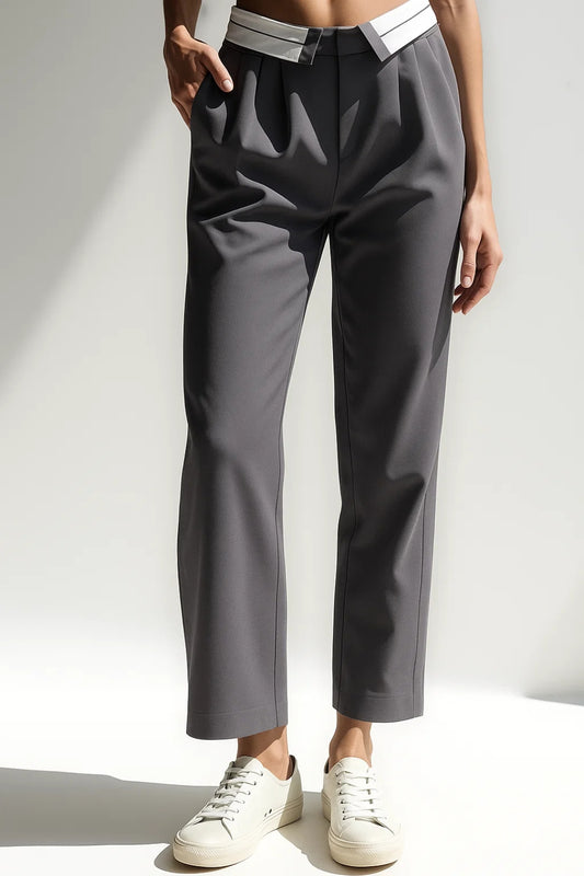 Pantaloni cropped eleganti | Dettaglio a contrasto in vita | Vestibilità dritta