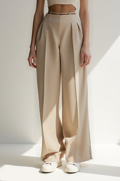 Pantaloni palazzo con cintura sottile | Pinces eleganti | Design sofisticato